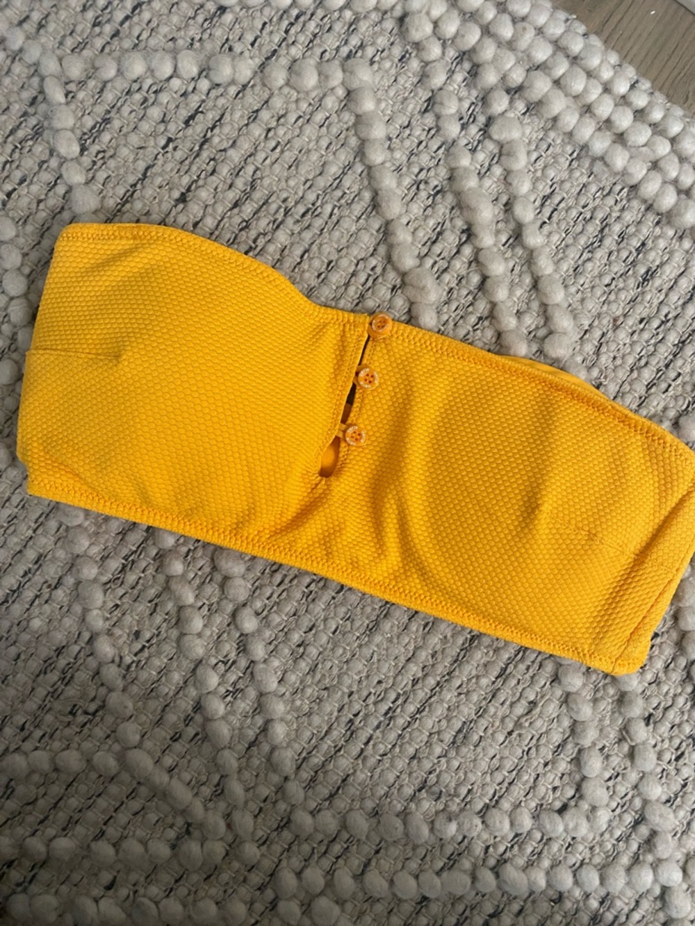 aerie bright Yellow Textured Bandeau Bikini Top medium